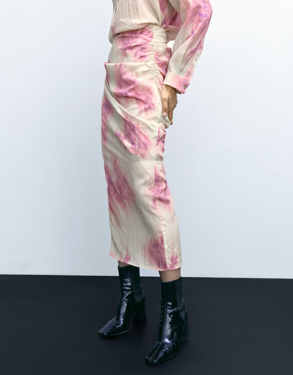 Tie Dye Textured Midi Skirt