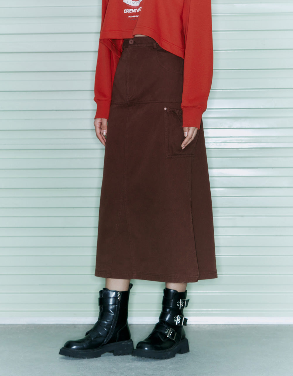 Midi Skirt With Drawstring Hem