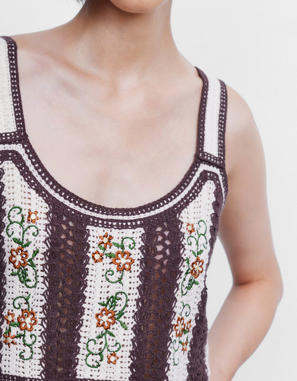 Flower Embroidered Knit Top