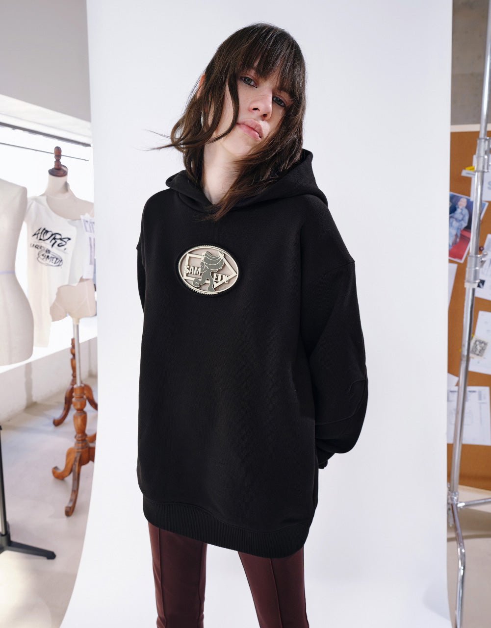 Drop Shoulder Sleeve Hoodie Oversized Sweatshirt