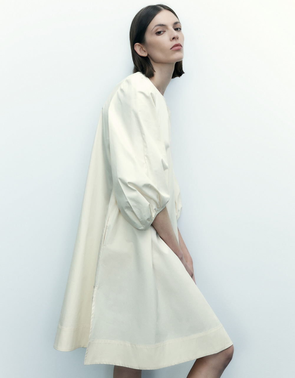 3/4 Sleeve Crew Neck Midi Dress