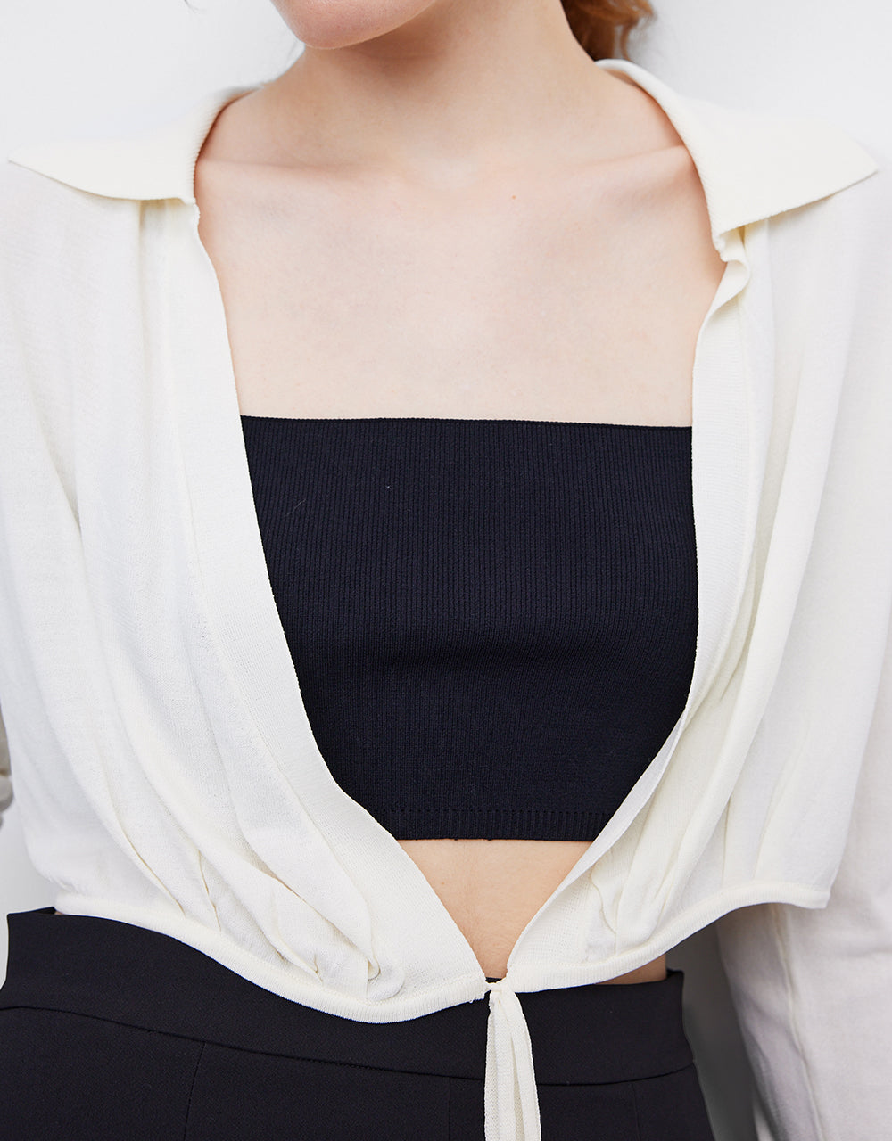 Tie Front Cropped Cardigan