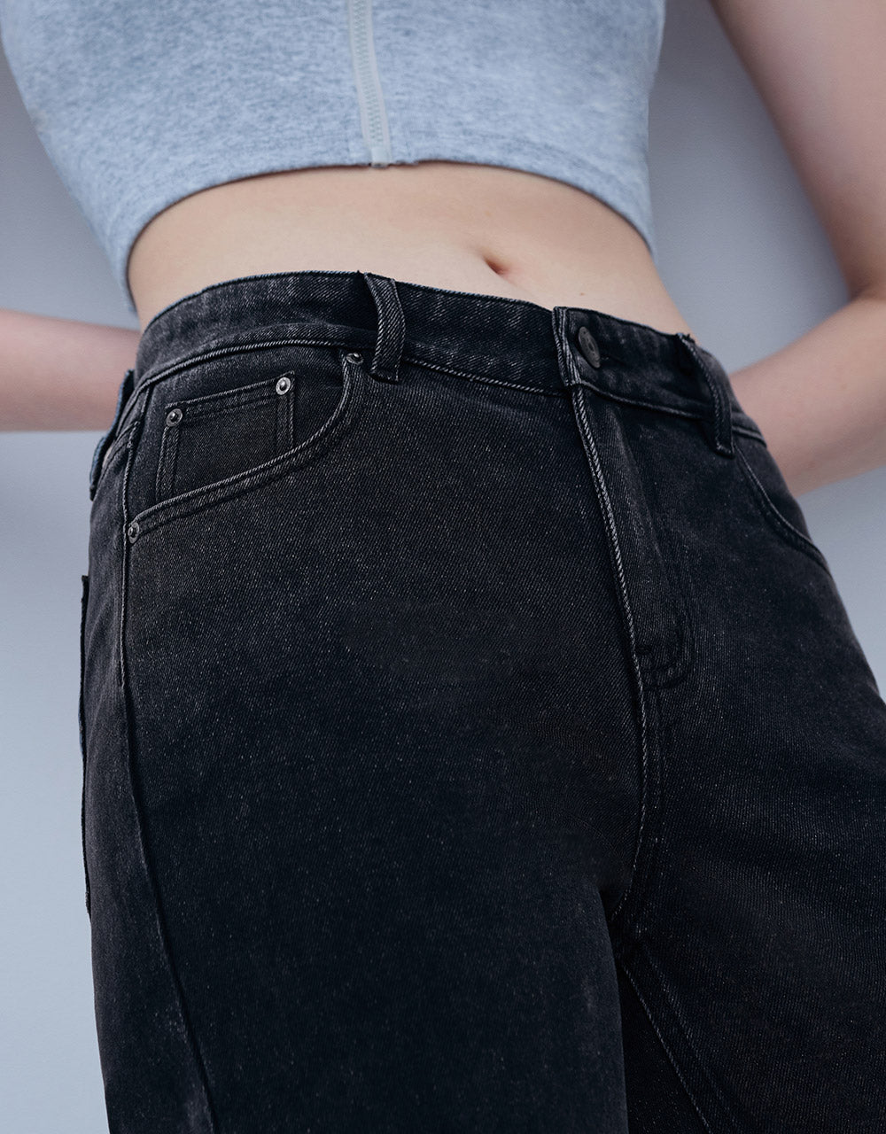 Mid Waist Straight Jeans