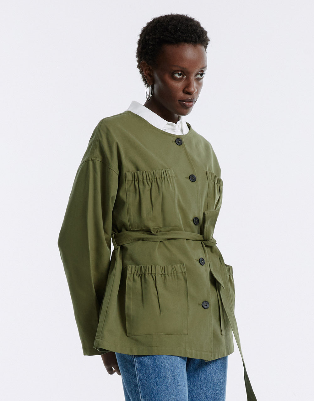 Multi-Pocket Belted Jacket
