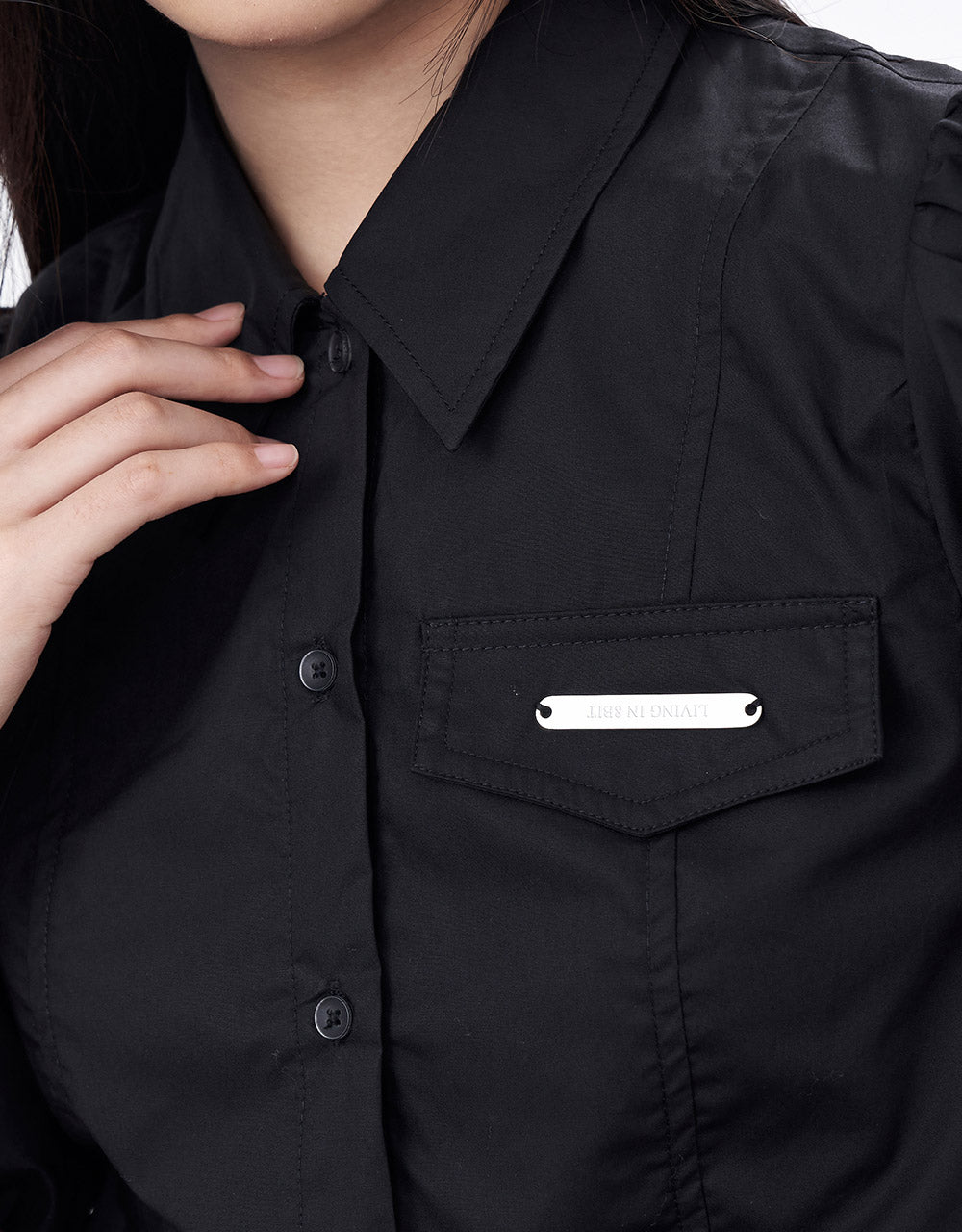 Button Up Cropped Shirt