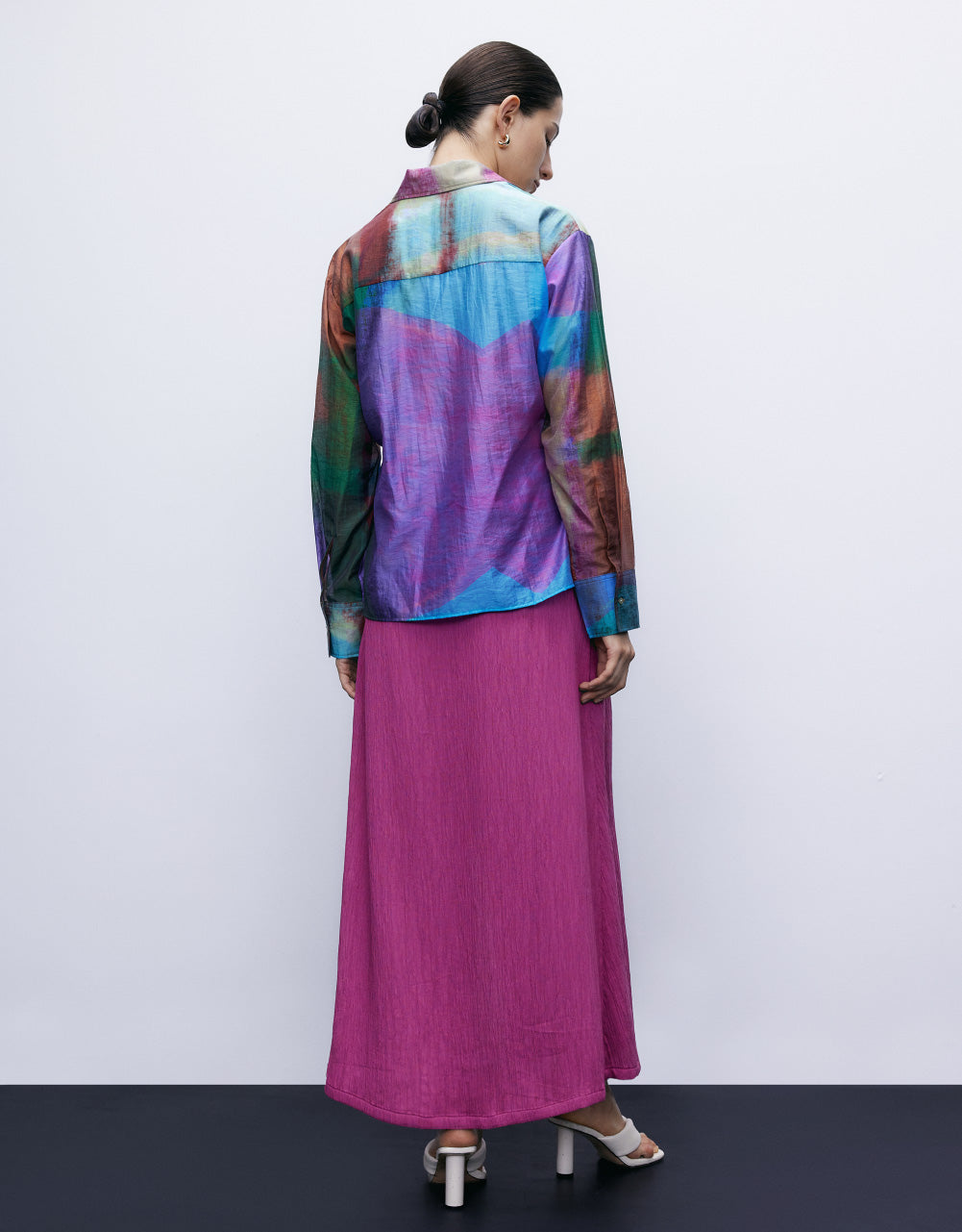 Textured Midi A-Line Skirt