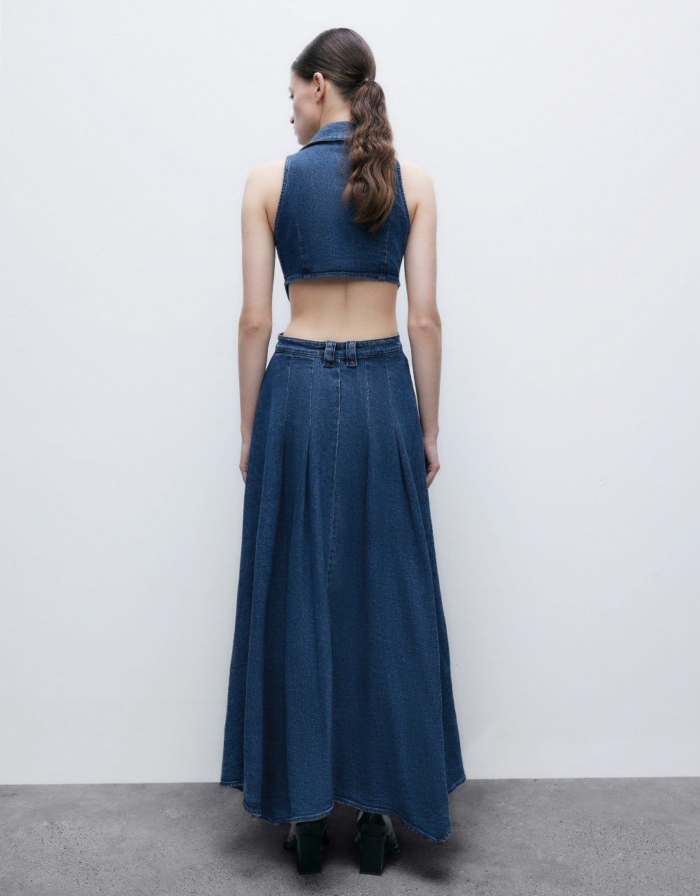 Sleeveless Lapel Denim Dress