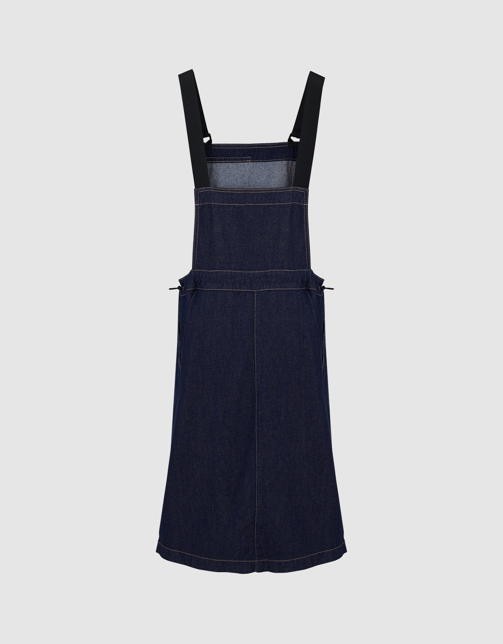 Contrast Stitch Denim Pinafore Dress