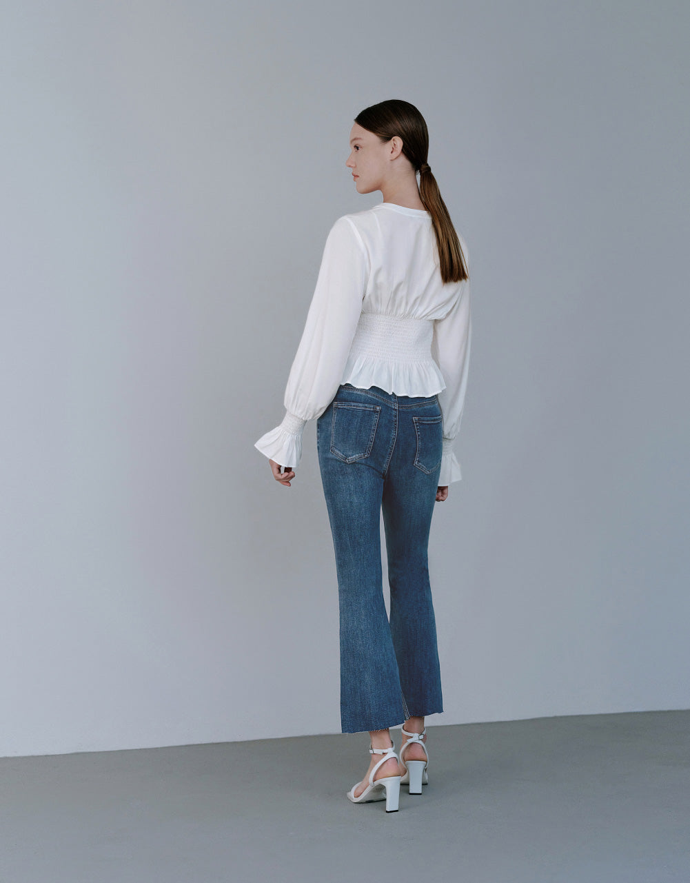 V-Neck Shirt With Elastic Hem