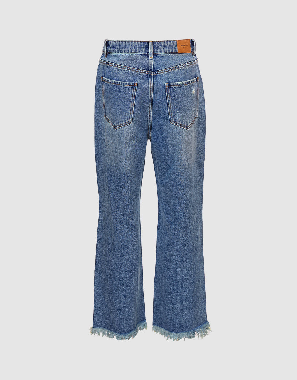 Frayed Hem Straight Jeans