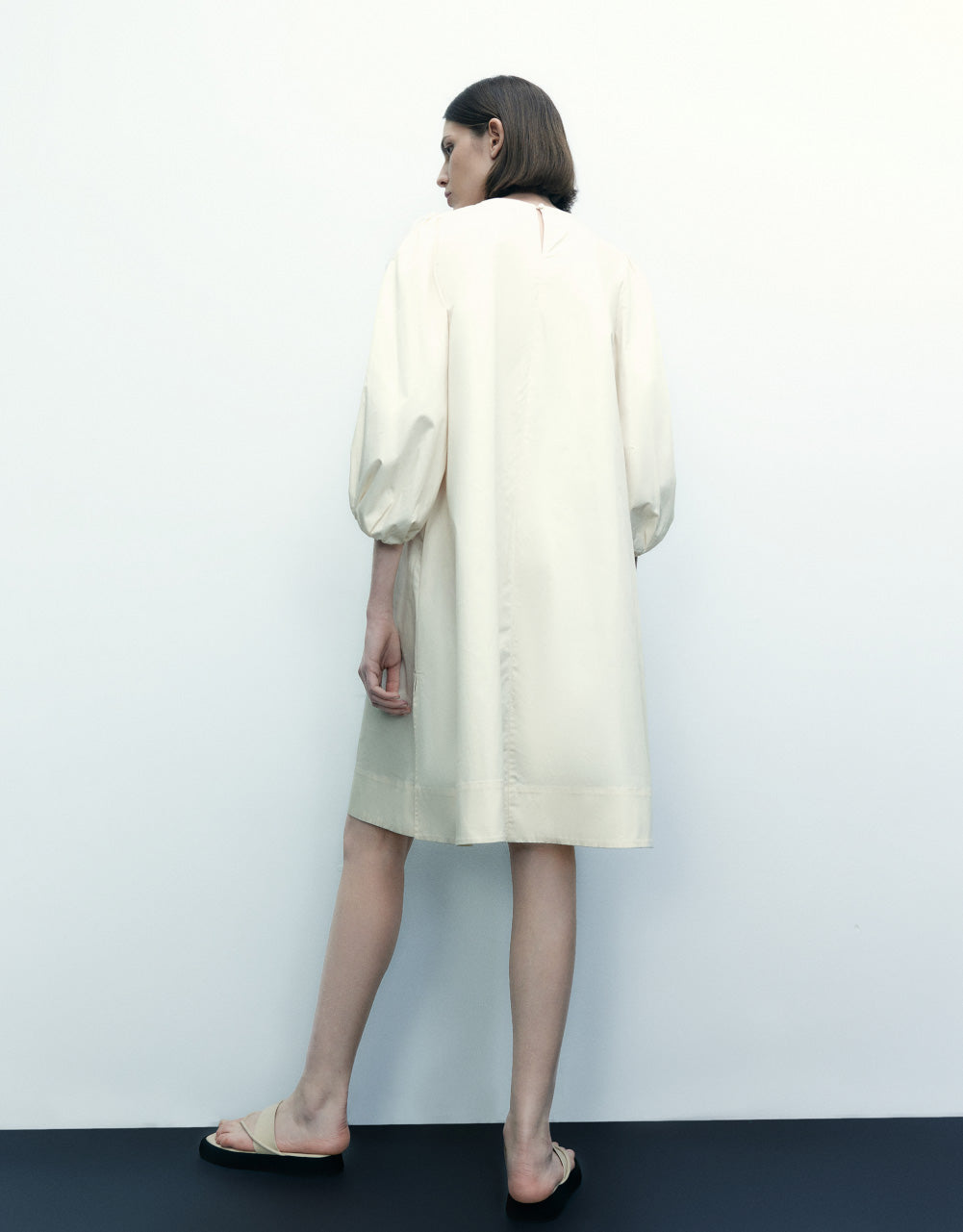 3/4 Sleeve Crew Neck Midi Dress