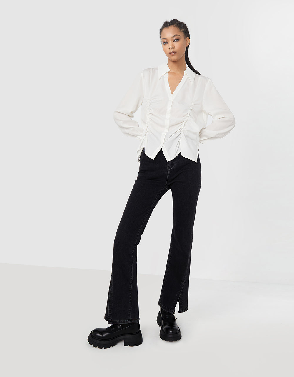 Slit Hem Flare Jeans