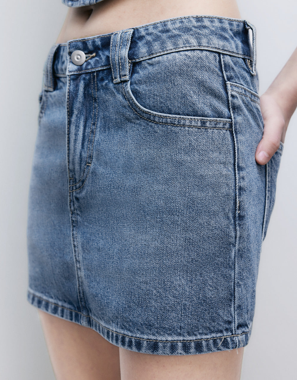 Straight Mini Denim Skirt