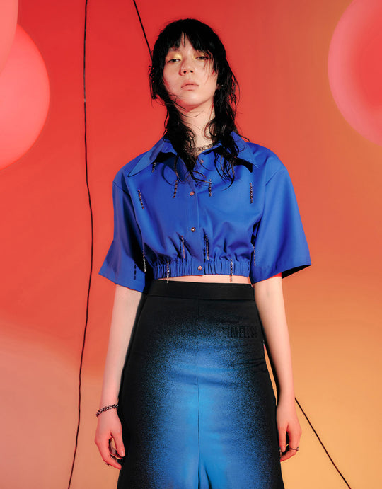 Chain Detail Cropped Shirt