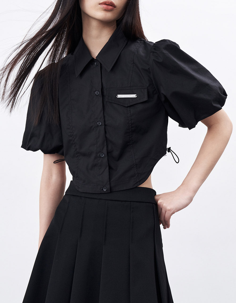 Button Up Cropped Shirt