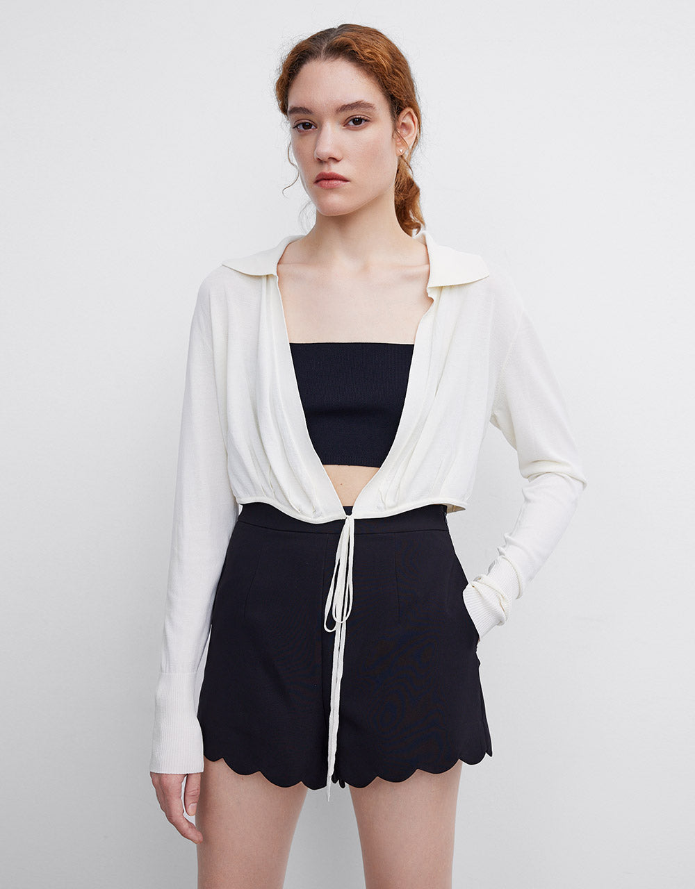 Tie Front Cropped Cardigan