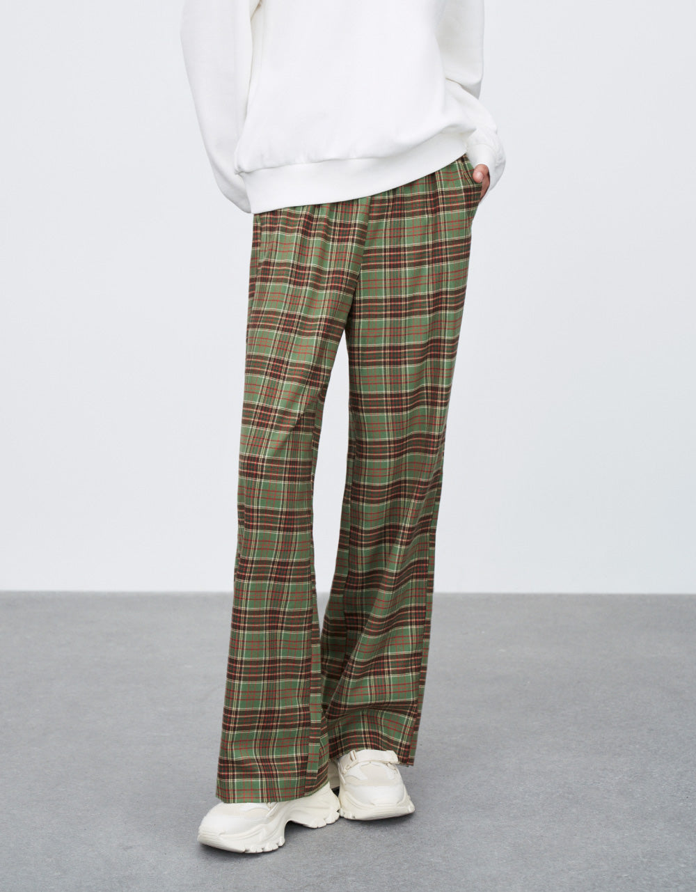 Plaid Wide Leg Pants