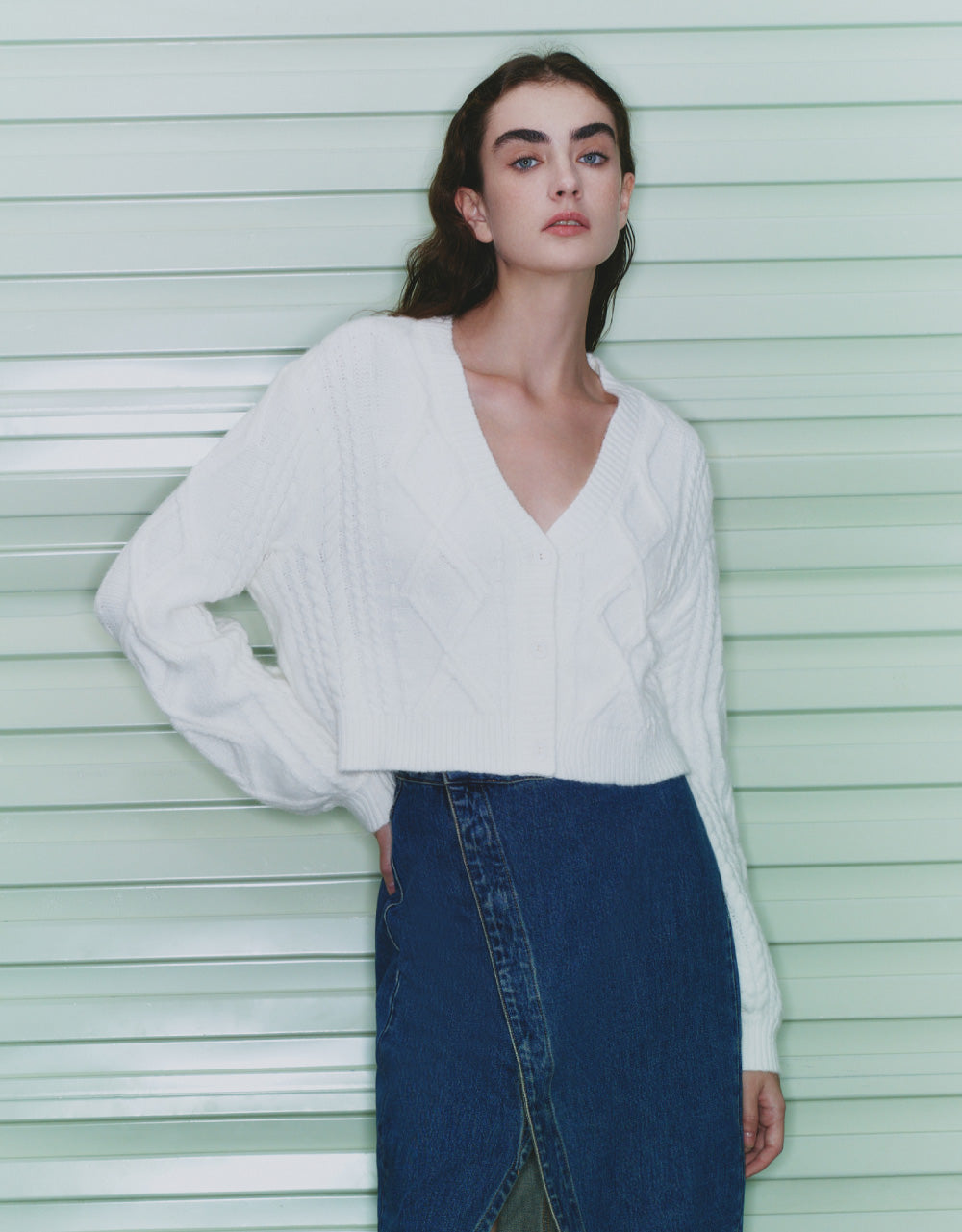 V Neck Crop Cardigan