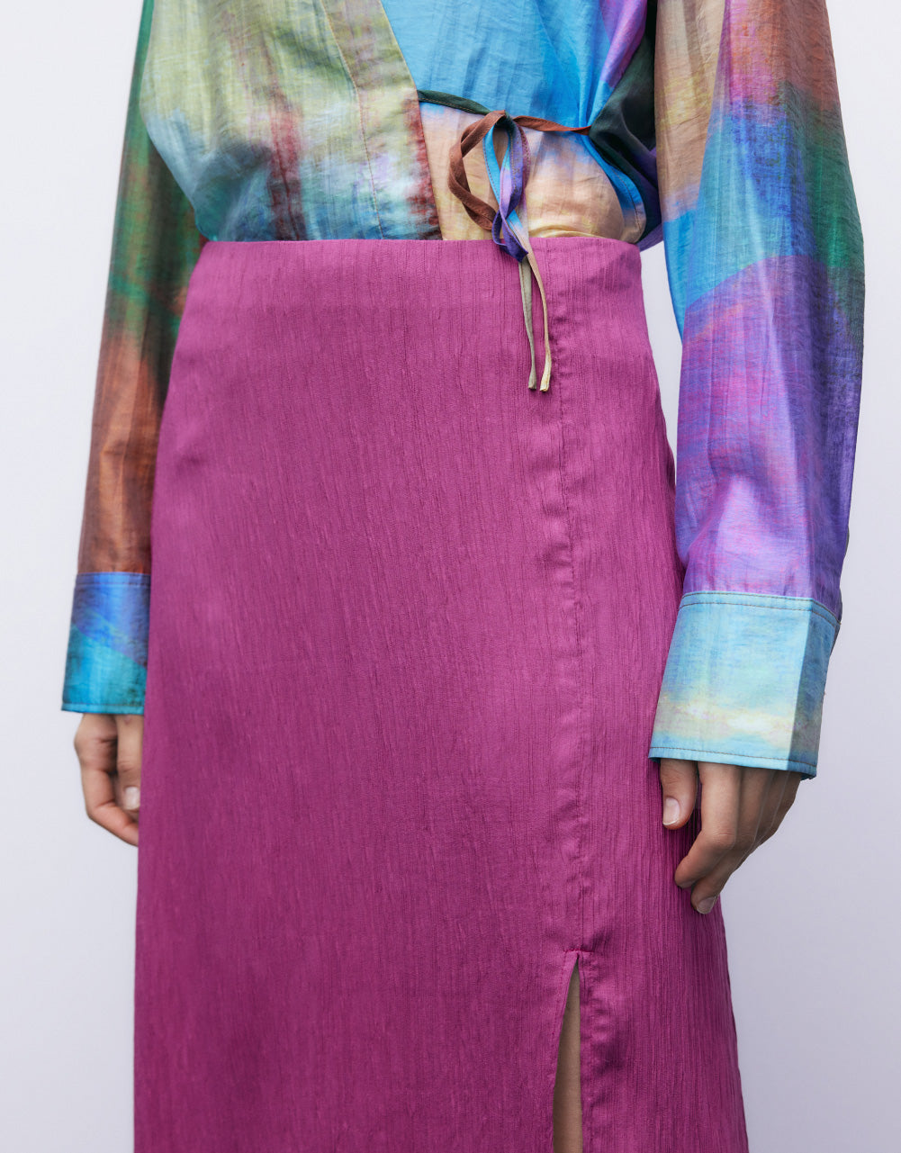 Textured Midi A-Line Skirt