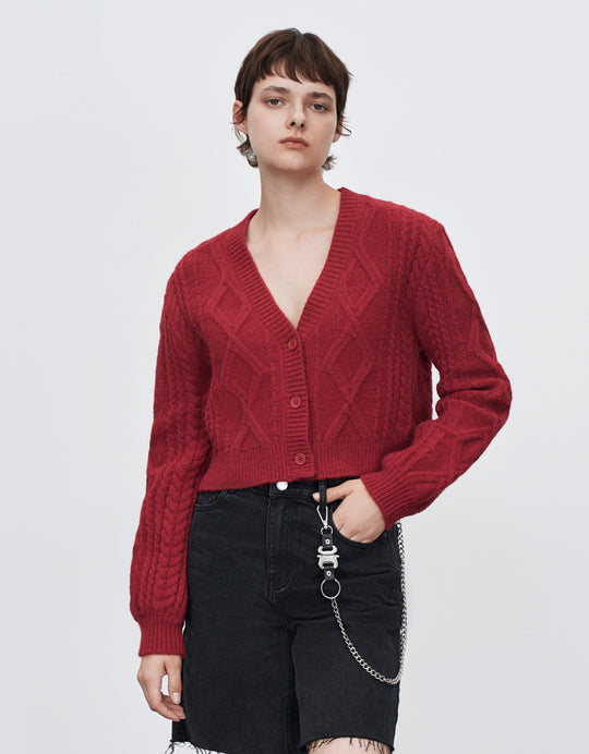 V Neck Crop Cardigan