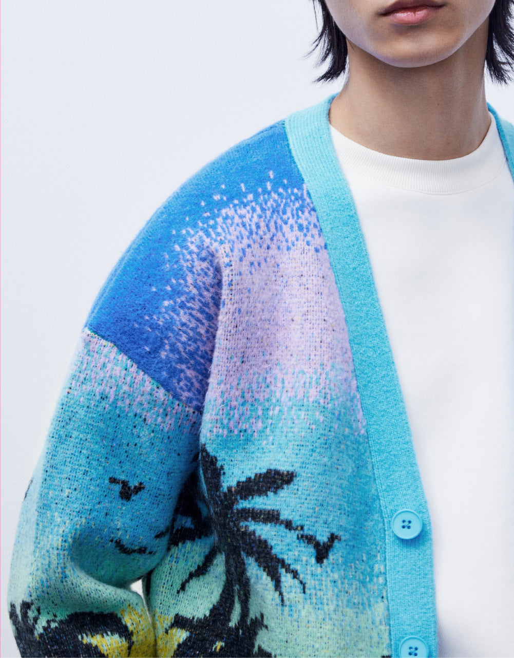 Tropical Pattern Knitted Cardigan