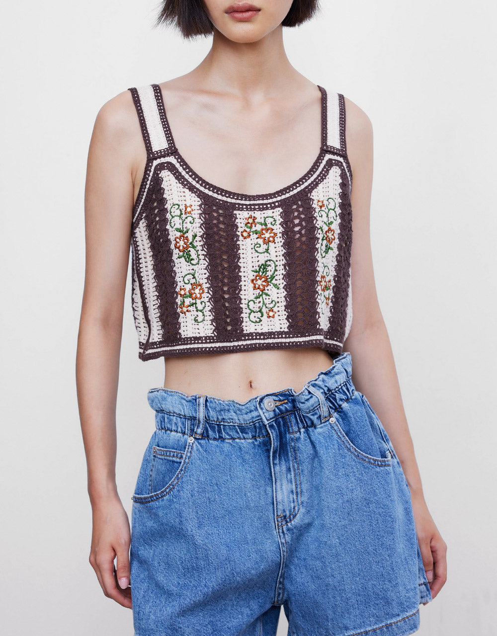 Flower Embroidered Knit Top