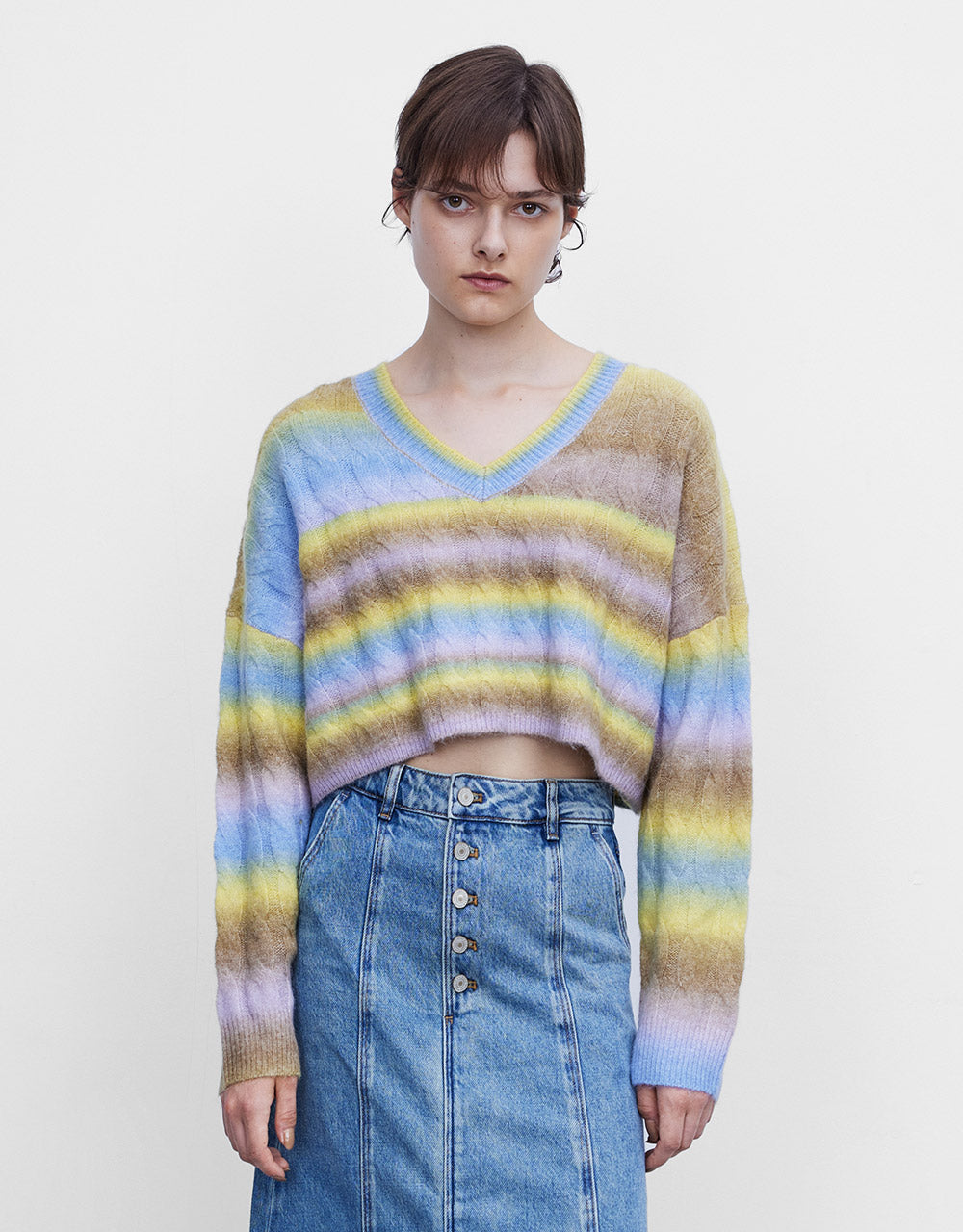 Striped Cable Knit Sweater