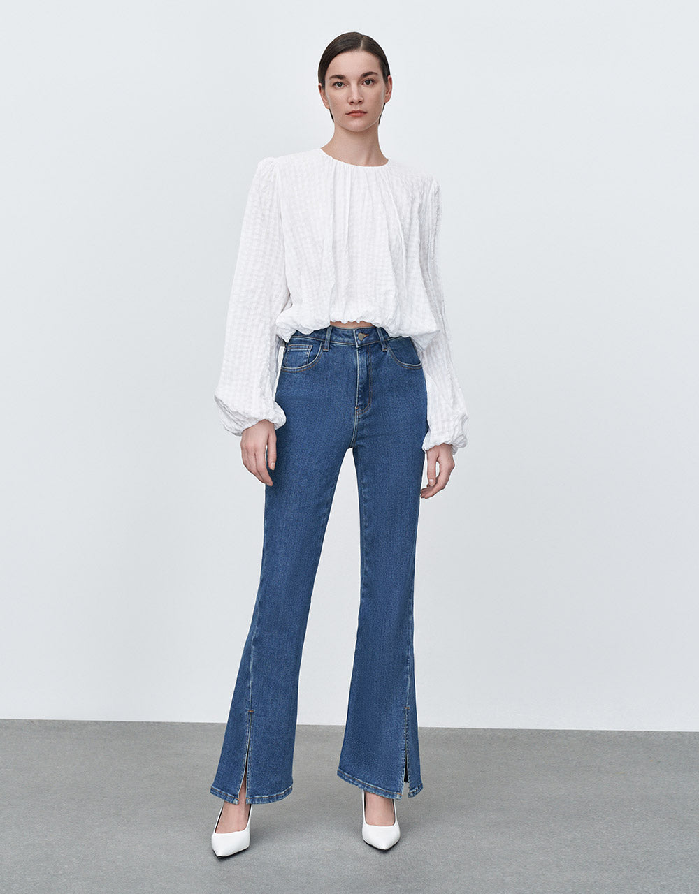 Slit Hem Flare Jeans