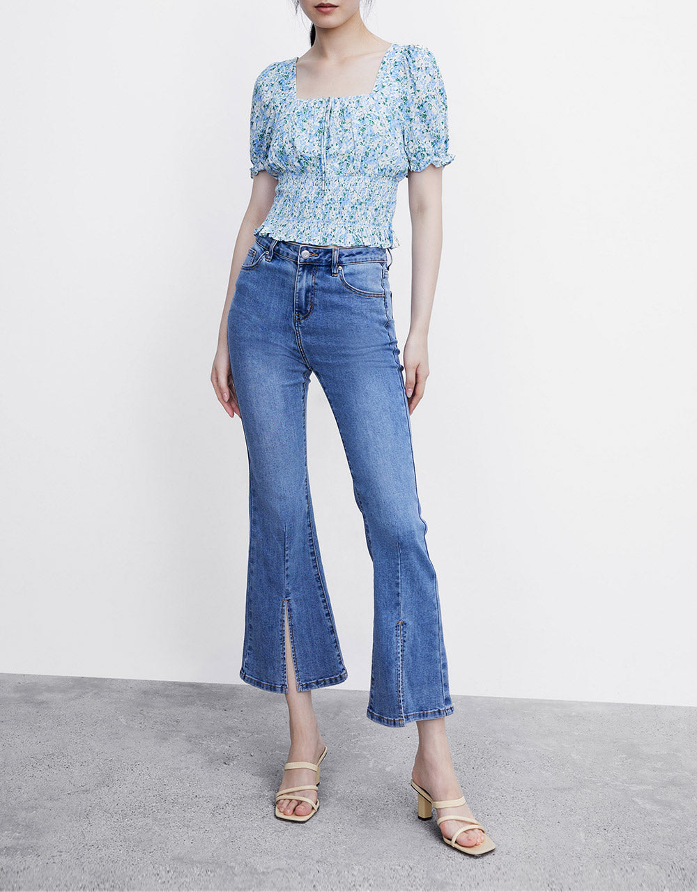 Slit Hem Flare Jeans