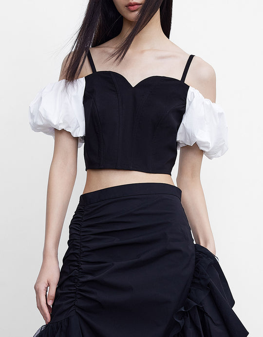 Contrast Sleeve Blouse