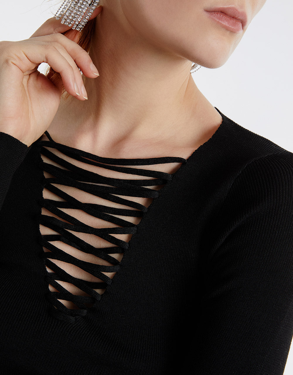 Lace Up Front Sweater