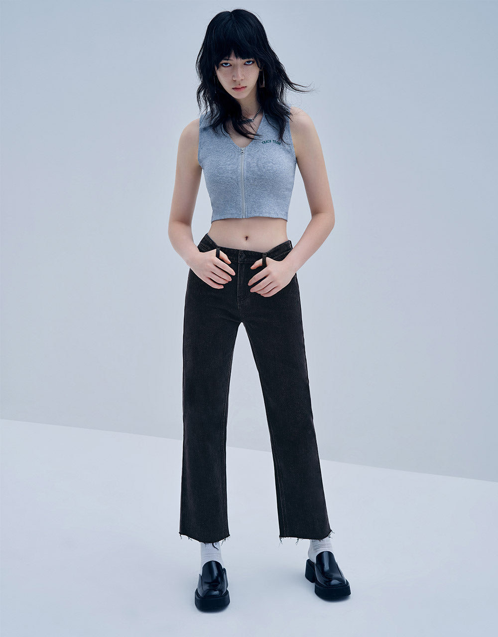 Mid Waist Straight Jeans