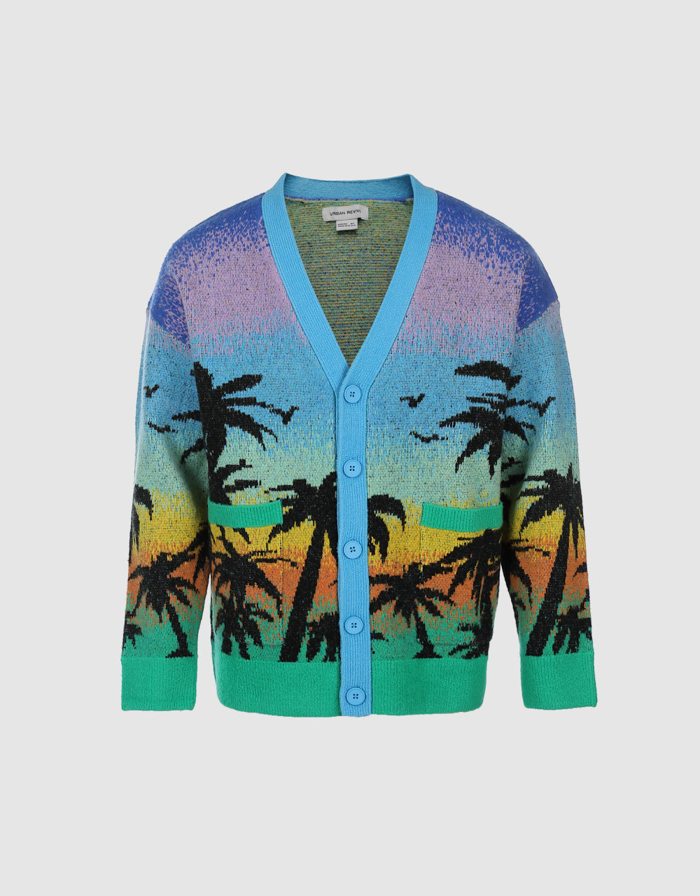 Tropical Pattern Knitted Cardigan