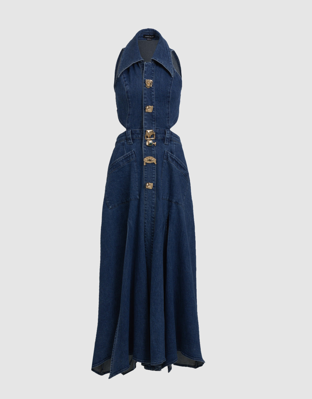Sleeveless Lapel Denim Dress