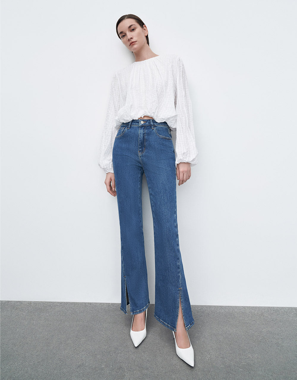 Slit Hem Flare Jeans