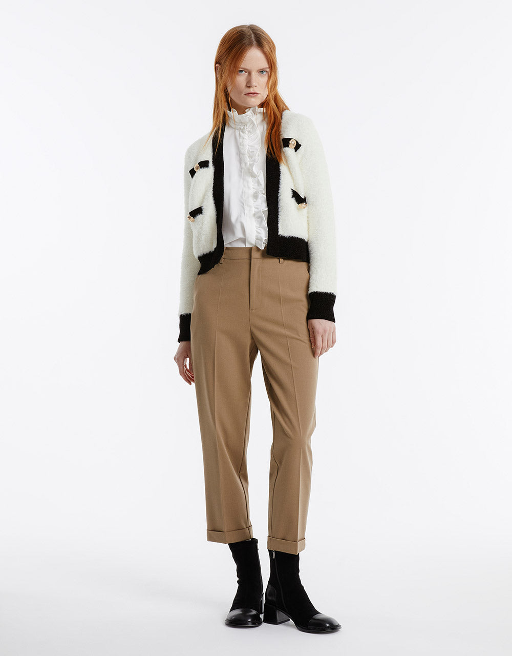 Contrast Trim Fluffy Cardigan