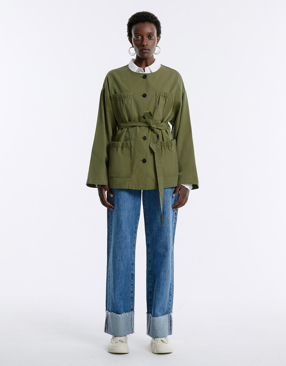 Multi-Pocket Belted Jacket