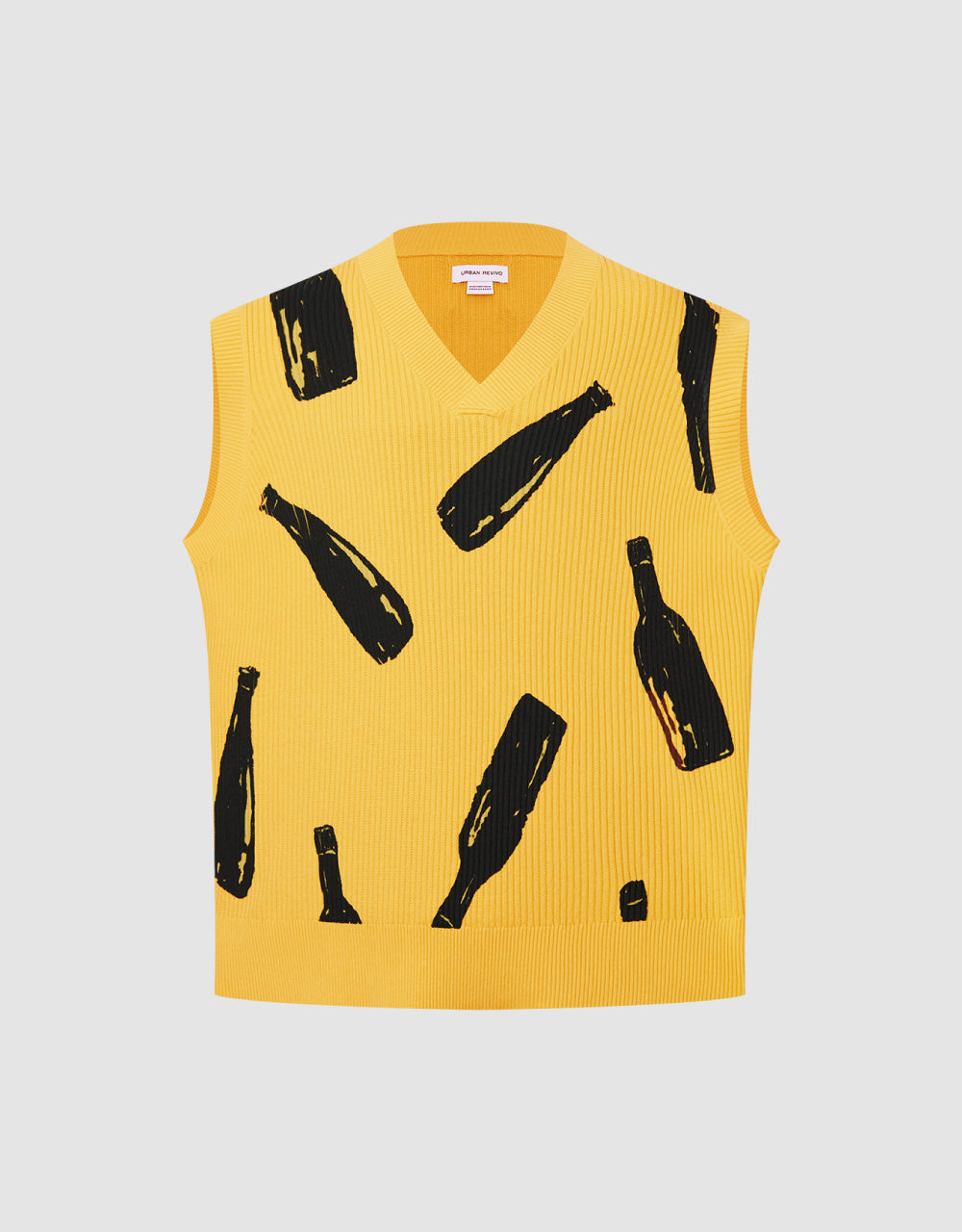 Bottles Embroidered V-Neck Knitted Vest