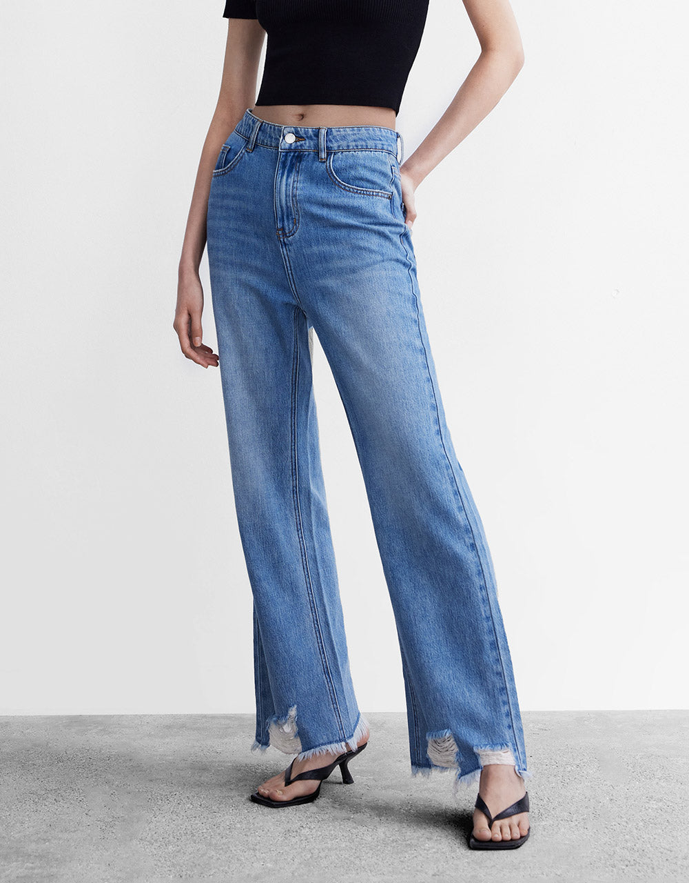 Ripped Straight Jeans