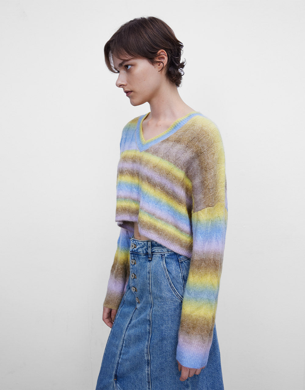 Striped Cable Knit Sweater