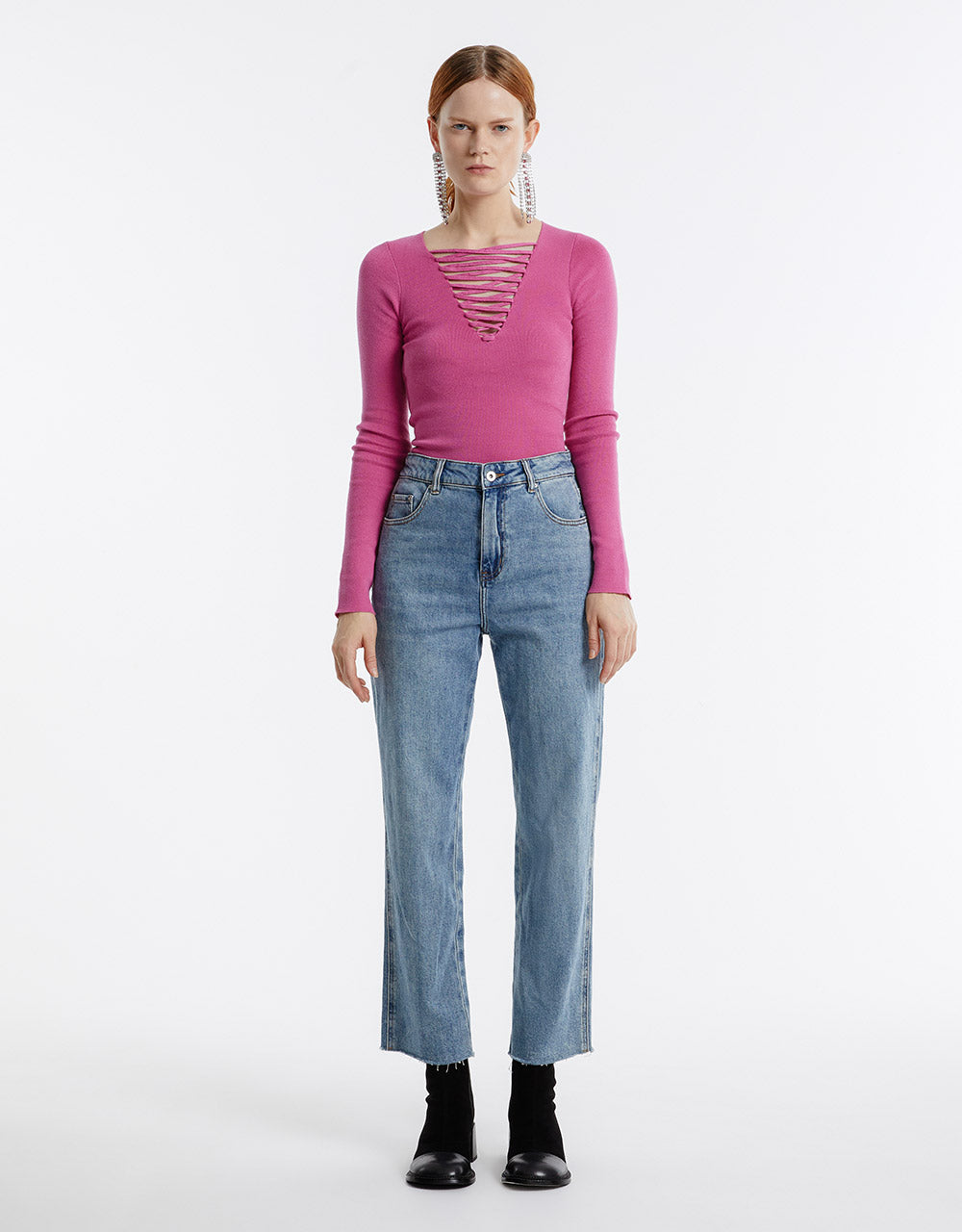 Lace Up Front Sweater