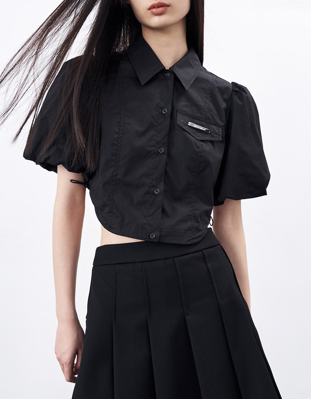 Button Up Cropped Shirt