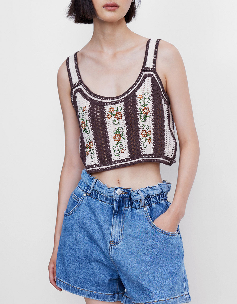 Flower Embroidered Knit Top
