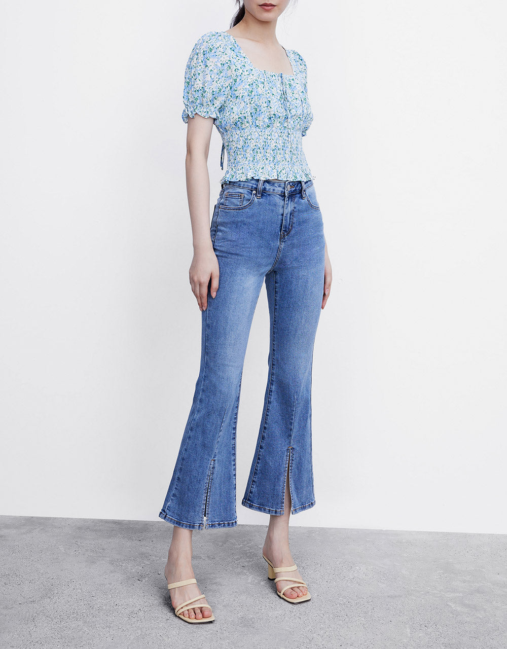 Slit Hem Flare Jeans
