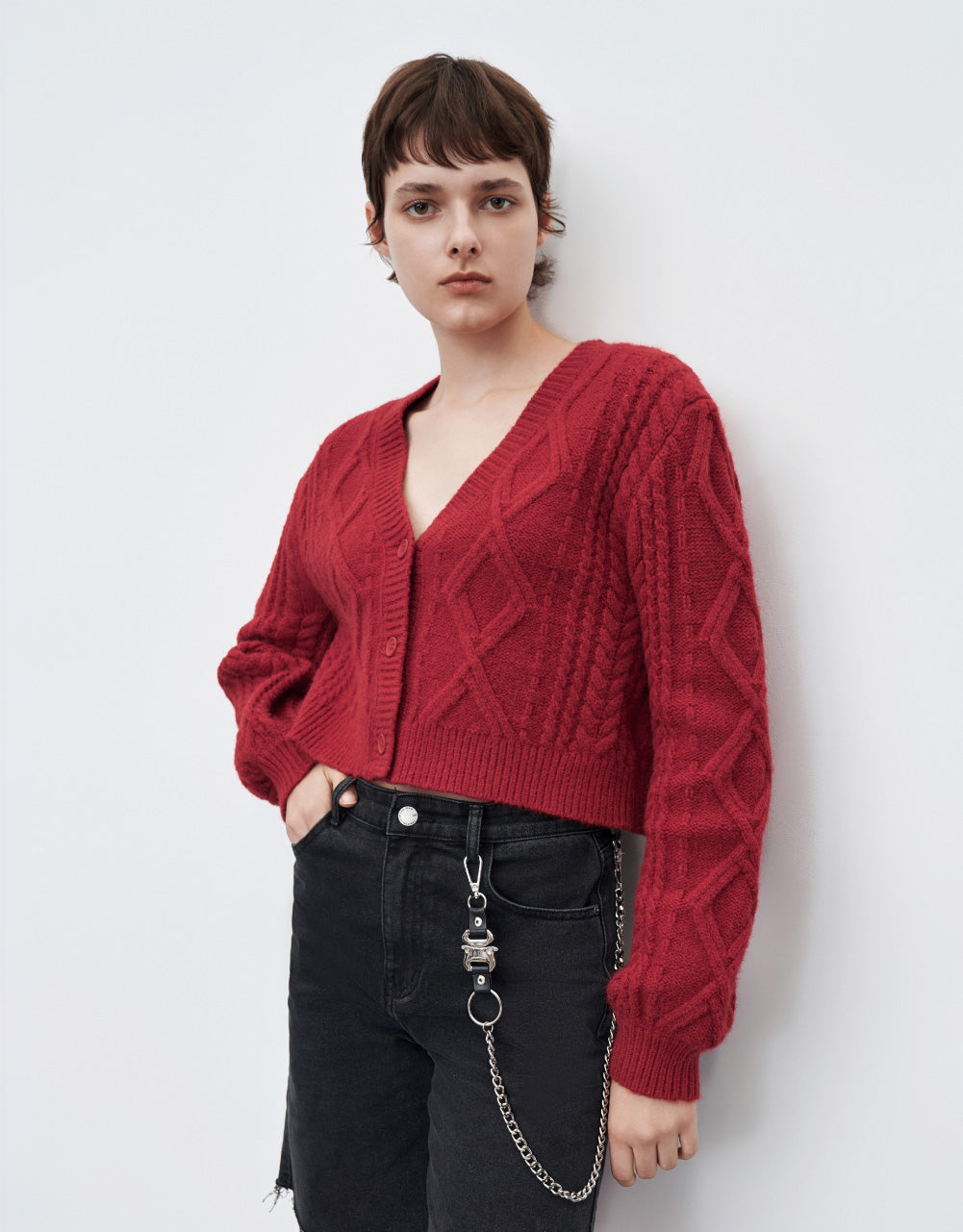 V Neck Crop Cardigan