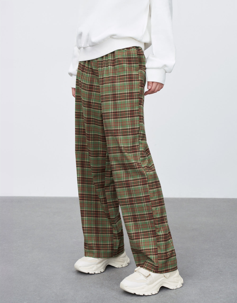 Plaid Wide Leg Pants