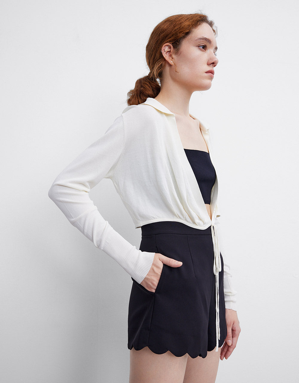 Tie Front Cropped Cardigan