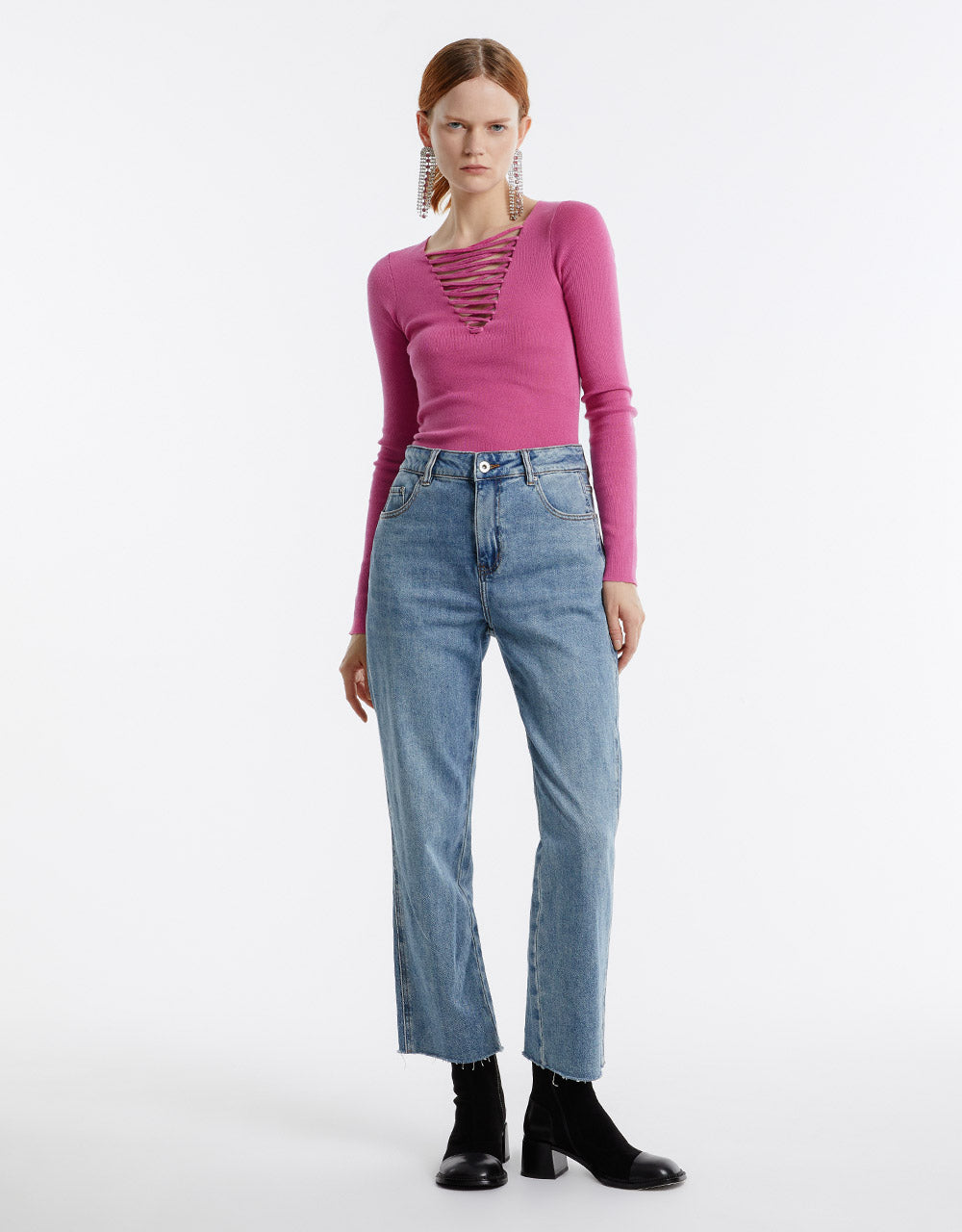 Lace Up Front Sweater