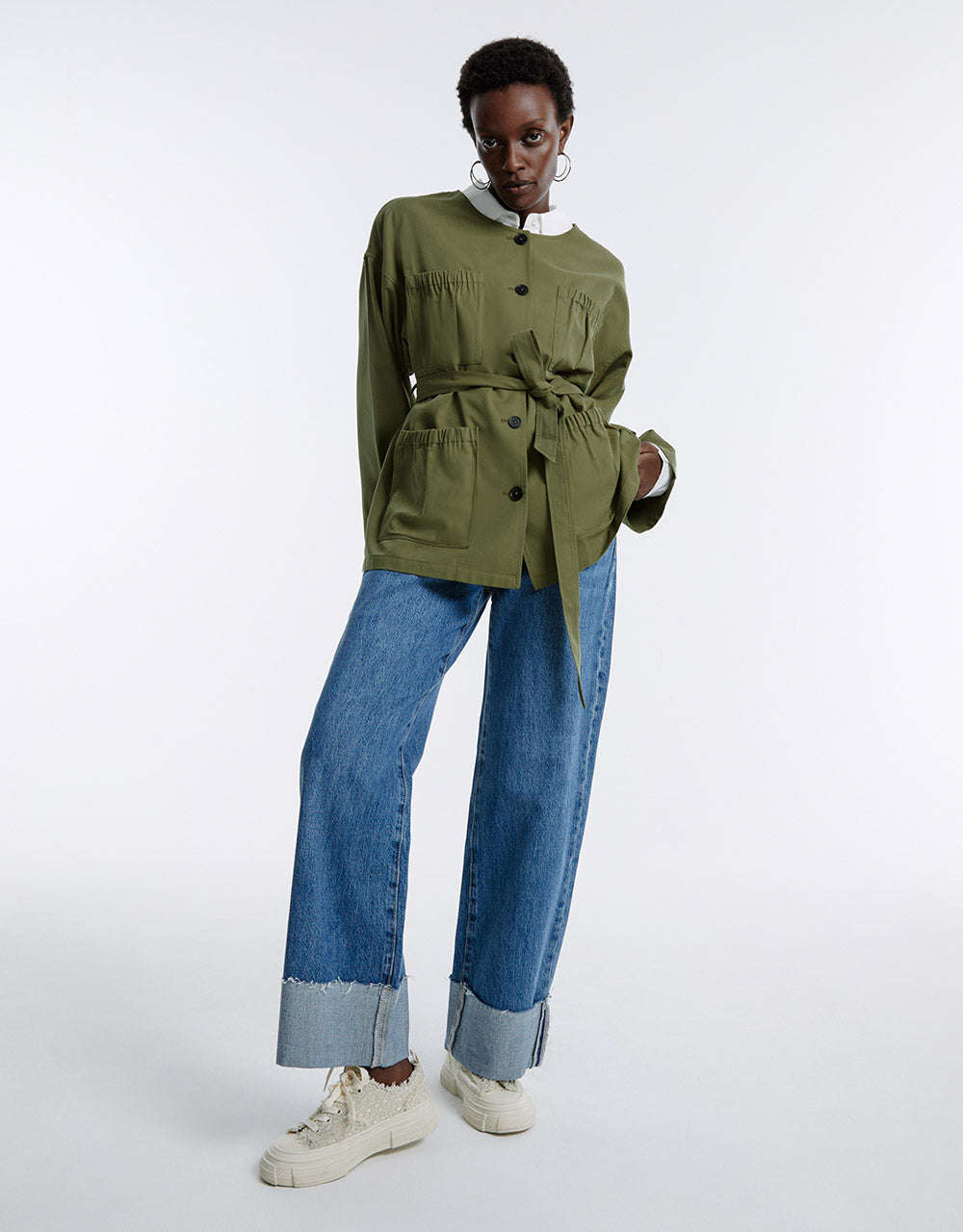 Multi-Pocket Belted Jacket