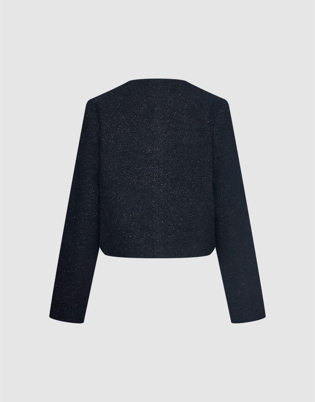 Tweed Denim Jacket With Fake Pockets